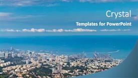  Presentation with cities - Slide deck with cityscape-of-haifa-at-day background and a teal colored foreground