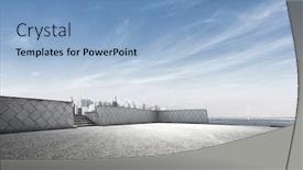  Presentation with cityscape - Beautiful slides featuring cityscape of hangzhou in blue cloud sky from empty road backdrop and a light blue colored foreground