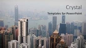  Presentation with hong kong - Colorful theme enhanced with cityscape-of-hong-kong backdrop and a light gray colored foreground