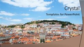  Presentation with cityscape - PPT theme featuring cityscape of lisbon capital city background and a  colored foreground