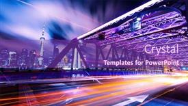  Presentation with shanghai - Slide set having cityscape of modern city shanghai background and a violet colored foreground