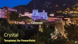  Presentation with cityscape - Beautiful PPT layouts featuring cityscape-of-monaco-and-prince backdrop and a wine colored foreground