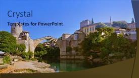  Presentation with bosnia - Amazing presentation design having cityscape-of-mostar-bosnia backdrop and a light blue colored foreground