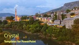  Presentation with bosnia - Slide set with cityscape-of-mostar-bosnia background and a tawny brown colored foreground