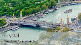  Presentation with france - Beautiful presentation theme featuring aerial view cityscape of paris backdrop and a light gray colored foreground