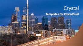  Presentation with urban transportation - PPT layouts enhanced with cityscape-of-philadelphia-skyscraper-skylines background and a ocean colored foreground