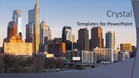  Presentation with philadelphia - Amazing slide deck having cityscape-of-philadelphia-skyscraper-skylines backdrop and a light blue colored foreground