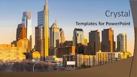  Presentation with urban transportation - Colorful presentation theme enhanced with cityscape-of-philadelphia-skyscraper-skylines backdrop and a light blue colored foreground