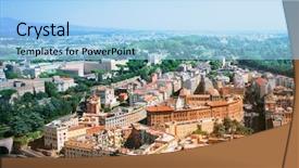  Presentation with rome - Slide set featuring cityscape of rome background and a light blue colored foreground