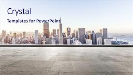  Presentation with san francisco - PPT theme enhanced with cityscape of san francisco at sunrise from empty brick floor background and a sky blue colored foreground