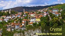  Presentation with bosnia - Beautiful theme featuring cityscape-of-sarajevo-bosnia backdrop and a tawny brown colored foreground