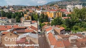  Presentation with bosnia - Slide deck having cityscape-of-sarajevo-city-center background and a coral colored foreground