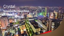  Presentation with partikel japan - PPT theme having cityscape of sendai japan background and a violet colored foreground