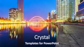  Presentation with shanghai - Cool new presentation theme with cityscape of shanghai at night backdrop and a navy blue colored foreground