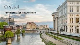  Presentation with macedonia - Presentation enhanced with cityscape-of-skopje-at-sunset background and a light blue colored foreground