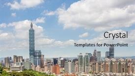  Presentation with taipei - PPT theme with cityscape of taipei with skyscraper background and a light blue colored foreground