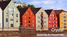  Presentation with norway - Audience pleasing presentation theme consisting of cityscape of trondheim norway - architecture background backdrop and a tawny brown colored foreground