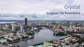  Presentation with russia - Slide deck with dinamo - cityscape of yekaterinburg in russia background and a sky blue colored foreground