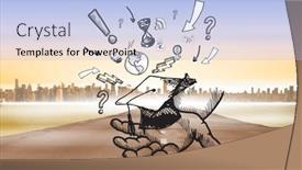  Presentation with horizon - PPT theme featuring cityscape on the horizon against cityscape on the horizon background and a light blue colored foreground