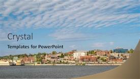  Presentation with cityscape - Presentation design enhanced with cityscape-panorama-of-alton and a light blue colored foreground