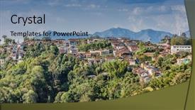  Presentation with colombia - Colorful slide deck enhanced with cityscape skyline caldas in colombia backdrop and a seafoam green colored foreground