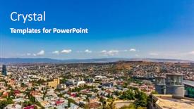  Presentation with skyline - Colorful PPT theme enhanced with cityscape-skyline-of-downtown-tbilisi backdrop and a teal colored foreground
