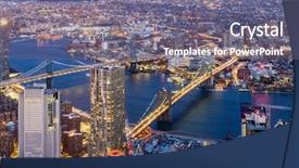  Presentation with cityscape manhattan bridge - Amazing presentation having cityscape skyscrapers bulding from lower backdrop and a gray colored foreground