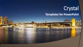  Presentation with sydney - PPT layouts with cityscape sydney nightfall panorama view background and a ocean colored foreground