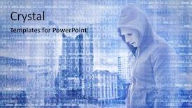  Presentation with cyber attack - Cool new slides with cityscape view concept of cyber backdrop and a light blue colored foreground