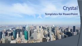  Presentation with new york city - Amazing slide deck having cityscape view of manhattan new backdrop and a  colored foreground