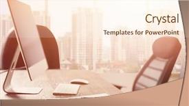 Presentation with workplace - Amazing slide deck having cityscape view through window consulting backdrop and a cream colored foreground