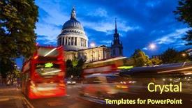  Presentation with paul - Slide deck with cityscape with double decker bus background and a tawny brown colored foreground