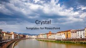  Presentation with church medieval - Cool new theme with cityscape with medieval waterfront bulding backdrop and a light blue colored foreground