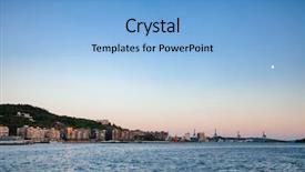  Presentation with neighborhood social activity - Slides consisting of cityscape with oslofjord bispevika harbour background and a light blue colored foreground