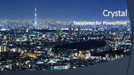  Presentation with tree sky trees green - Beautiful slide deck featuring cityscape with tokyo sky tree backdrop and a ocean colored foreground