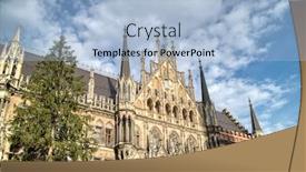  Presentation with town hall - Presentation design consisting of cityscape-with-view-of-municipal background and a light blue colored foreground