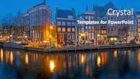  Presentation with amsterdam - Cool new PPT layouts with cityscenic-at-the-keizersgracht backdrop and a teal colored foreground