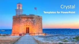  Presentation with sunset - Slides having ciutadella castell de sant nicolas sunset castillo san nicolas in ciudadela balearic islands background and a teal colored foreground