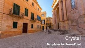  Presentation with downtown los angels - Colorful PPT theme enhanced with ciutadella-menorca-cathedral-at-ciudadela backdrop and a gray colored foreground
