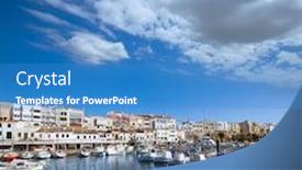  Presentation with marina - Amazing presentation theme having ciutadella-menorca-marina-port-boats backdrop and a teal colored foreground