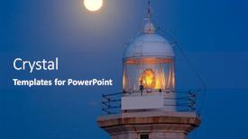  Presentation with shining - Slide deck having ciutadella-menorca-punta-nati-lighthouse background and a ocean colored foreground