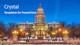  Presentation with colorado - Audience pleasing presentation design consisting of civic - denver colorado usa backdrop and a cobalt blue colored foreground