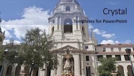  Presentation with california - Theme featuring civic - historic pasadena city hall's courtyard background and a teal colored foreground