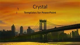  Presentation with new york - PPT theme featuring civic - new york town manhattan bridge background and a gold colored foreground