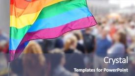  Presentation with gay - Slide deck featuring civil - waving gay flag and crowd background and a ocean colored foreground