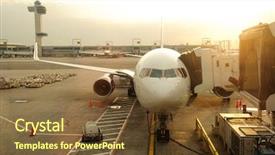  Presentation with aircraft maintenance - PPT layouts with civil aircraft in jfk airport background and a tawny brown colored foreground