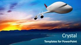  Presentation with jet airplane - Slide deck enhanced with civil aviation - jet airplane in the sky background and a ocean colored foreground