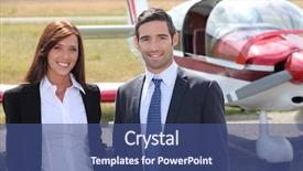  Presentation with airplane - Presentation design having civil aviation - man and woman in front background and a ocean colored foreground