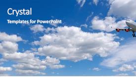  Presentation with sky blue - PPT theme consisting of civil aviation - plane and cloudscape and blue background and a teal colored foreground