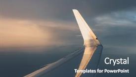  Presentation with sunlight - Colorful presentation design enhanced with civil aviation - wing of airplane with sunlight backdrop and a ocean colored foreground